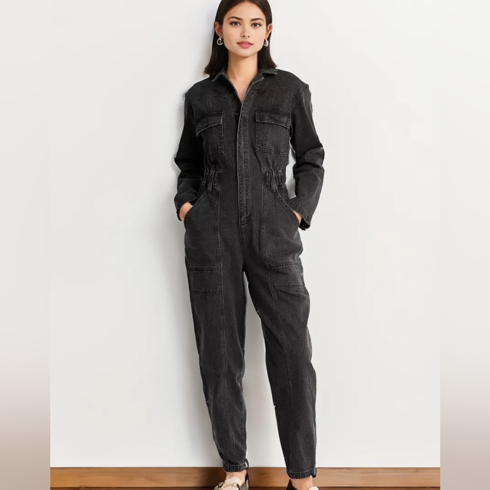 Black Denim Jumpsuit